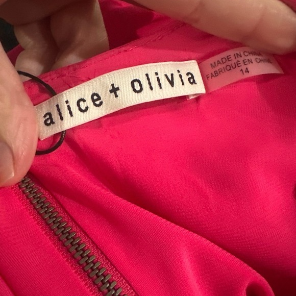 ALICE & OLIVIANWT Coral Shayla Tiered Puff Sleeve Crepe Mini Dress, Size 14